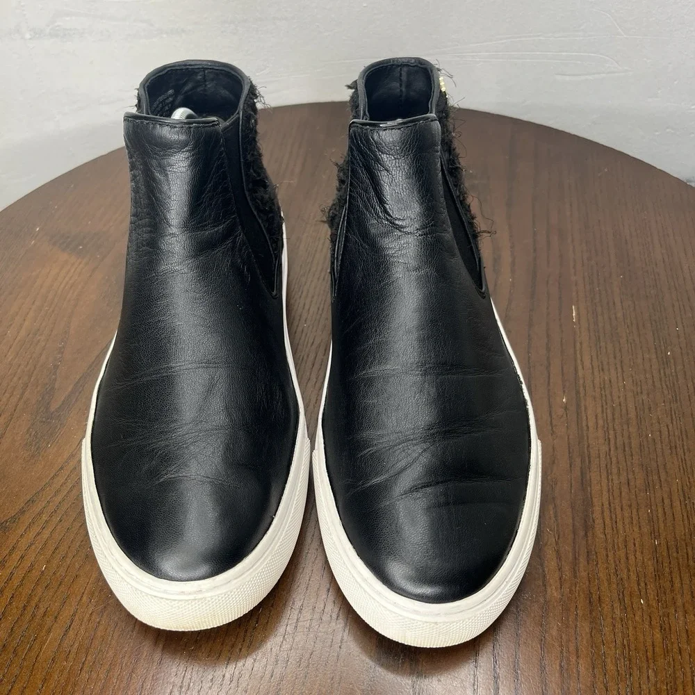 Tory Burch Rosette Boots Women's 8.5M Black Leather Chelsea Sneakers‎ Booties